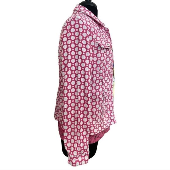 𝅺christopher & Banks Pink Polka Dot Jean Jacket M - Picture 5 of 13